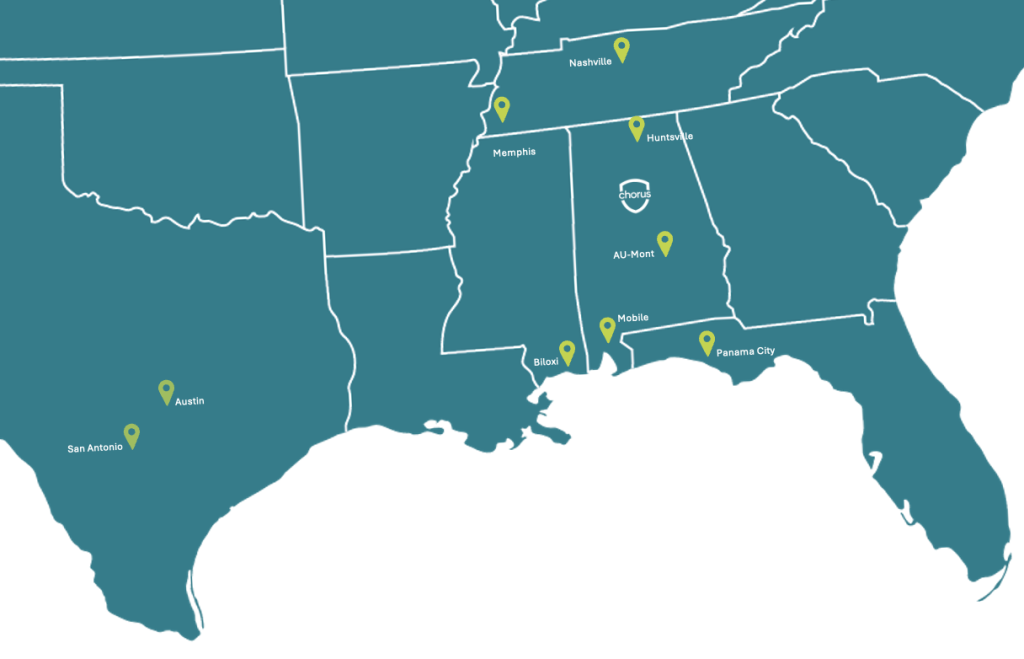 A map of Chorus Service Locations